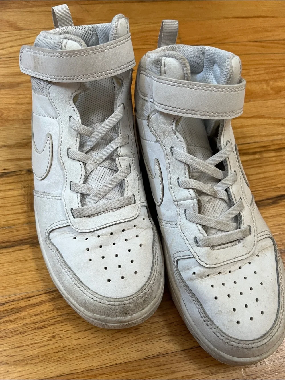 Nike Kids White High-Top Sneakers with Hook-and-Loop Strap